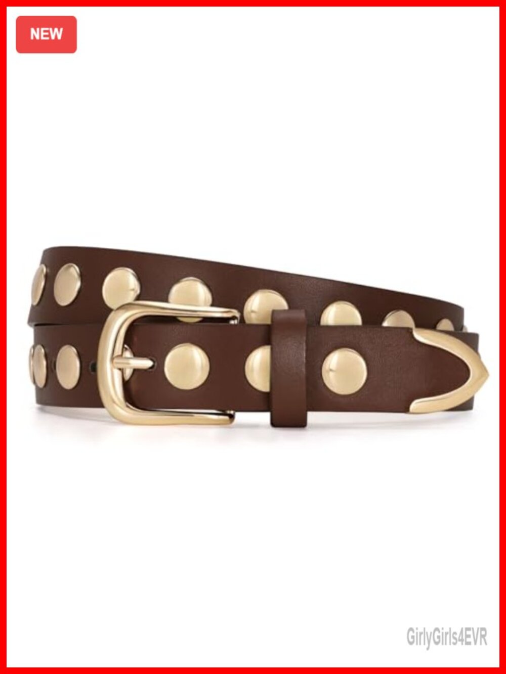 Women Fashion Studded Faux Leather Belt Punk Jeans Dresses